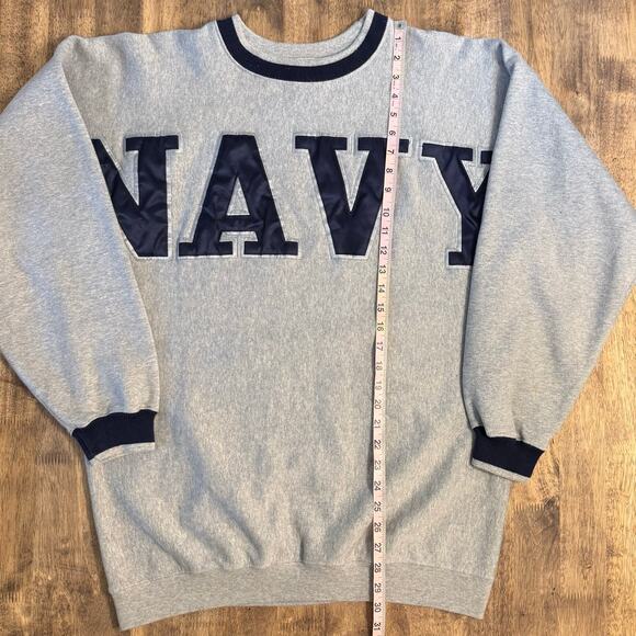 US Navy VTG Gear For Sports Oversized Twill Embroidered Sweatshirt Gray Unisex L - Picture 5 of 9